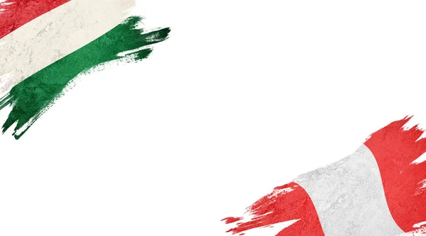 Flags of Hungary and Peru on White Background — 스톡 사진